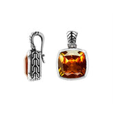 Elegant Sterling Silver pendant featuring cushion-cut Citrine Quartz and Cubic Zirconia accents